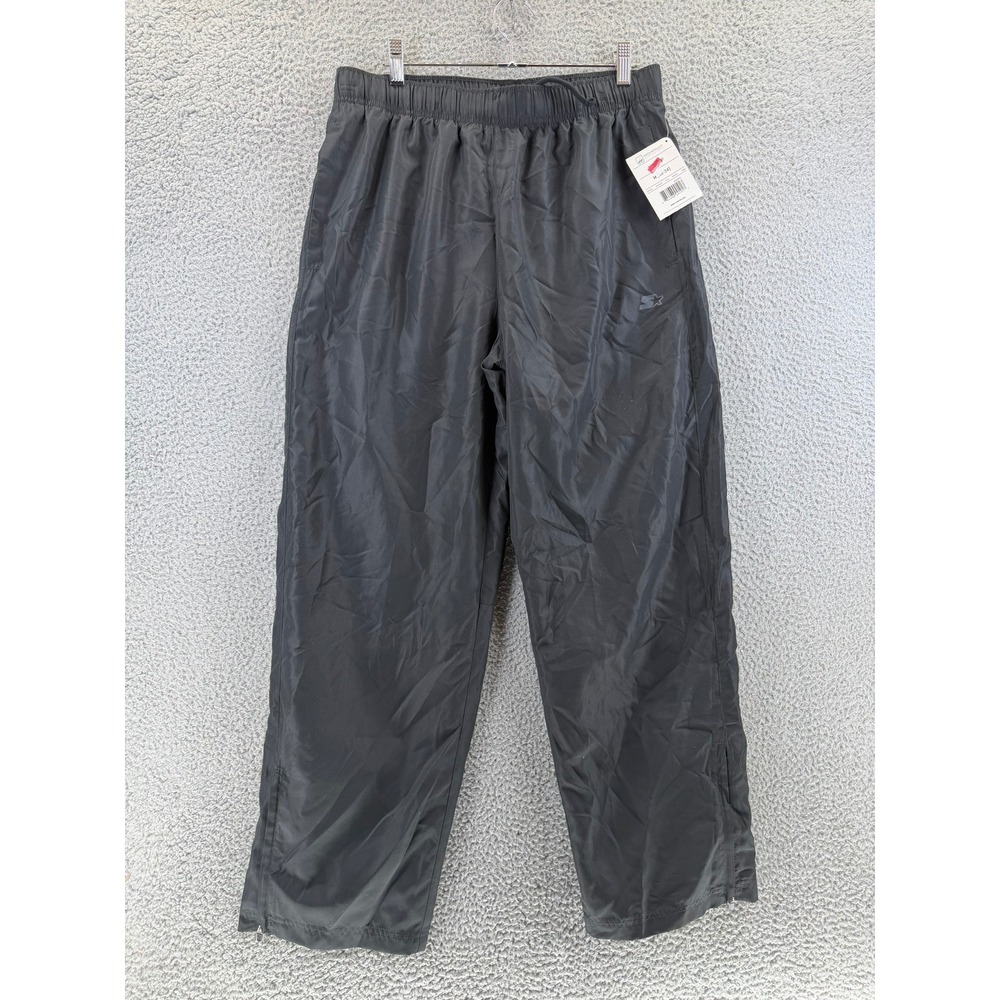 VTG Y2k STARTER Water Repellent Track Pants Black Mesh Lined Zipper Men M NEW